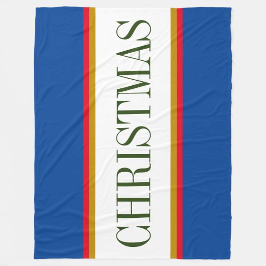Feestelijke Bold Blauw Wit Rood KERSTSTREPEN Tekst Fleece Deken (Voorkant)