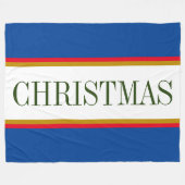 Feestelijke Bold Blauw Wit Rood KERSTSTREPEN Tekst Fleece Deken (Voorkant (Horizontaal))