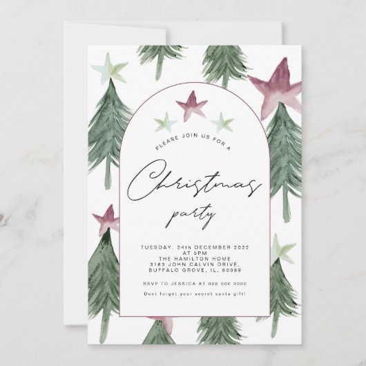 Feestelijke Bomen Arch Kerstfeest uitnodiging (Voorkant)