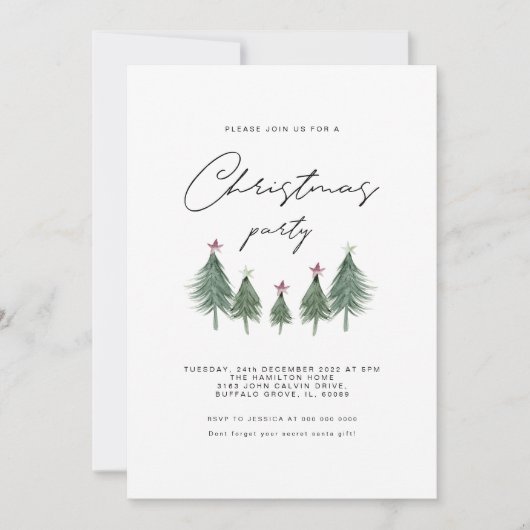 Feestelijke Bomen Kerstfeest uitnodiging (Voorkant)