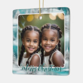 Feestelijke Bomen Winter Sneeuw 1 Foto Vrolijk Ker Keramisch Ornament (Links)