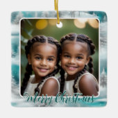 Feestelijke Bomen Winter Sneeuw 1 Foto Vrolijk Ker Keramisch Ornament (Voorkant)