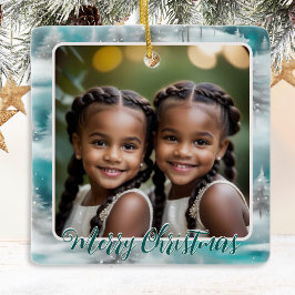 Feestelijke Bomen Winter Sneeuw 1 Foto Vrolijk Ker Keramisch Ornament