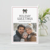 Feestelijke boog Moderne rode foto Kerstmis Feestdagenkaart (Staand voorkant)