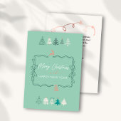 Feestelijke Boog & Mooie Bomen Doodle Retro Kerstk Feestdagenkaart