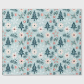 Feestelijke boom en bloem ontwerp cadeaupapier (Vlak)