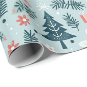 Feestelijke boom en bloem ontwerp cadeaupapier (Rol Hoek)