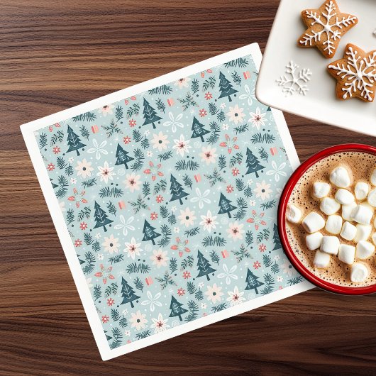 Feestelijke boom en bloem ontwerp servet