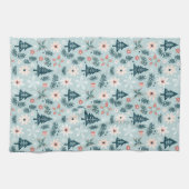 Feestelijke boom en bloem ontwerp theedoek (Horizontaal)