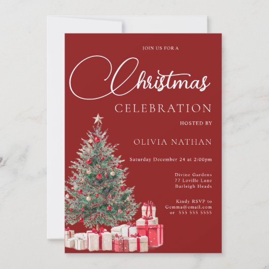 Feestelijke boomfamilie of zakelijk kerstfeest kaart (Voorkant)