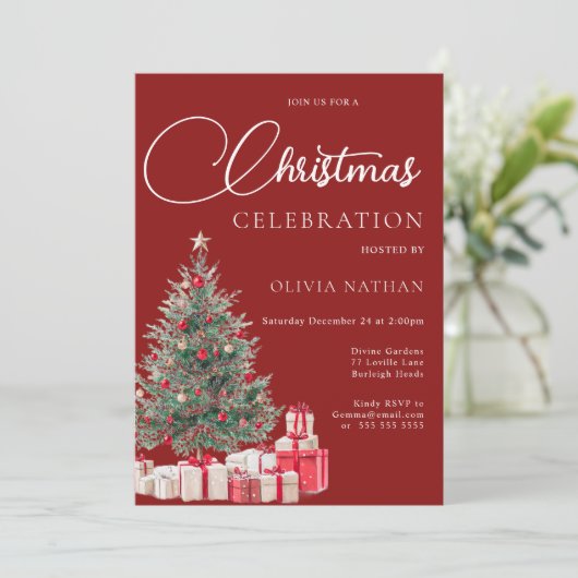 Feestelijke boomfamilie of zakelijk kerstfeest kaart (Staand voorkant)