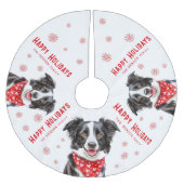 Feestelijke Border Collie Rode Hart Sjaal Kerstmis Kerstboom Rok (Voorkant)