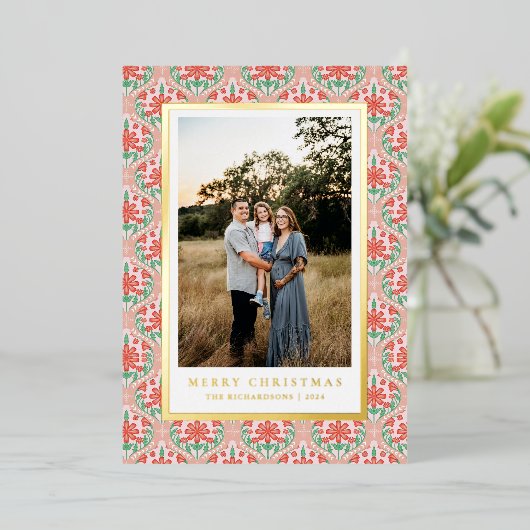 feestelijke border fotokaart folie feestdagenkaart (Staand Voorkant)