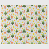 Feestelijke Bos Reinders Kerstboom en Sterren Cadeaupapier (Vlak)