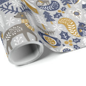 Feestelijke bosdieren Scandi Kerstmis Cadeaupapier (Rol Hoek)