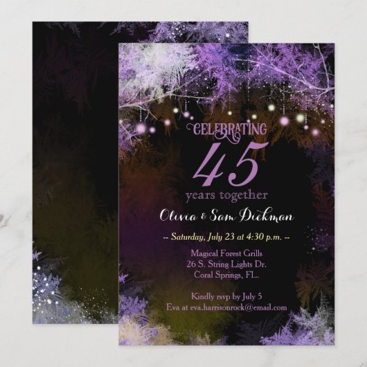 Feestelijke boslichten Huwelijksverjaardagsfeest Kaart (Voorkant / Achterkant)