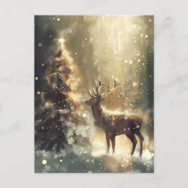 Feestelijke bosscène met herten kerstgroet briefkaart