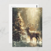 Feestelijke bosscène met herten kerstgroet briefkaart (Voorkant / Achterkant)