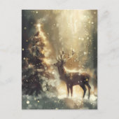 Feestelijke bosscène met herten kerstgroet briefkaart (Voorkant)