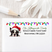 Feestelijke Boston Terrier Christmas retourlabels Etiket (Insitu)