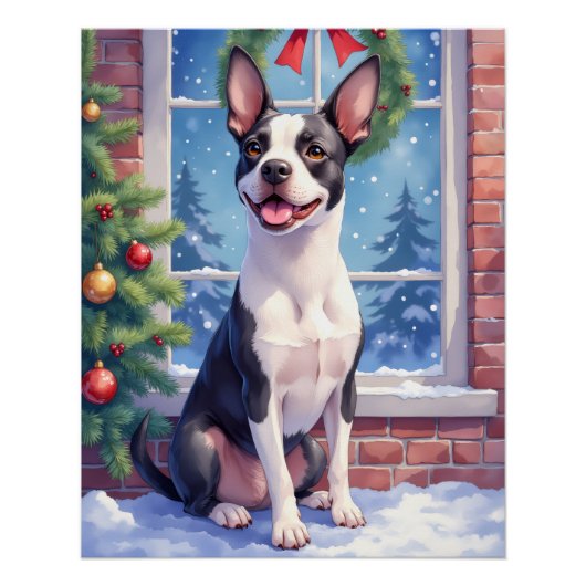 Feestelijke Boston Terrier Kerst Kunst Perfect Poster (Voorkant)