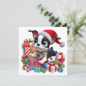 Feestelijke Boston Terrier met Cadeaus Feestdagenkaart (Staand voorkant)