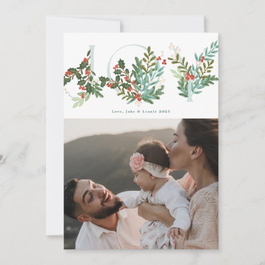 Feestelijke Botanische Bloemen JOY Christmas Class Feestdagenkaart (Voorkant)