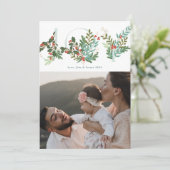 Feestelijke Botanische Bloemen JOY Christmas Class Feestdagenkaart (Staand voorkant)