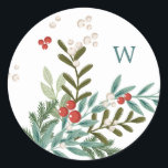 Feestelijke Botanische Bloemen Kerstmis Classic Wi Ronde Sticker<br><div class="desc">Feestelijke Botanische Bloemen Kerstmis Traditionele Witte Klassieke Ronde Sticker ________________________ ***Dit ontwerp maakt deel uit van een kerstvakantie collectie*** 🎄 Introductie van mijn Feestelijke Loofbloemige Kerst Collectie in Traditioneel Reds voor de feestdagen! Traditie ontmoet de elegantie van Natuur! 🎅 Haal de magie van de feestdagen uit met dit collectie, een...</div>