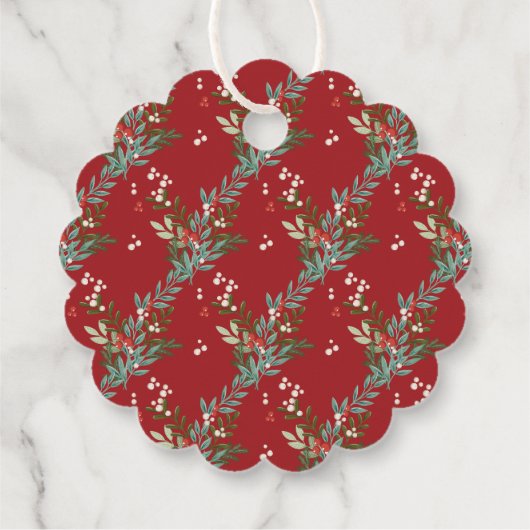 Feestelijke Botanische Bloemen Kerstmis Traditione Bedankjes Labels (Achterkant)