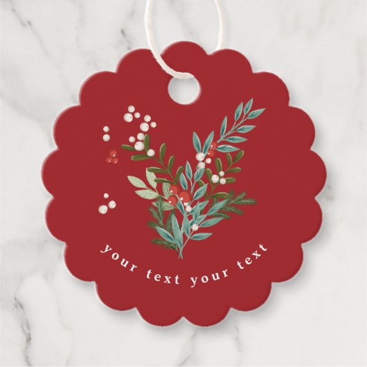 Feestelijke Botanische Bloemen Kerstmis Traditione Bedankjes Labels (Voorkant)