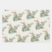 Feestelijke Botanische Bloemen Kerstmis Traditione Inpakpapier Vel (Voorkant 3)