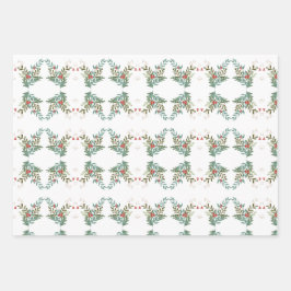 Feestelijke Botanische Bloemen Kerstmis Traditione Inpakpapier Vel