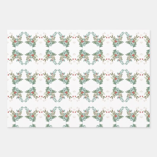 Feestelijke Botanische Bloemen Kerstmis Traditione Inpakpapier Vel (Voorkant)