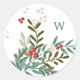 Feestelijke Botanische Bloemige Kerstmis Klassieke Ronde Sticker
