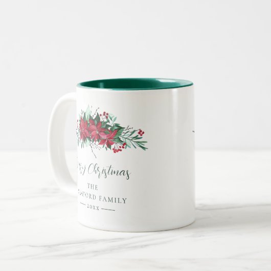 Feestelijke Botanische Kerst Feestdagen Custom Tweekleurige Koffiemok (Voorkant links)