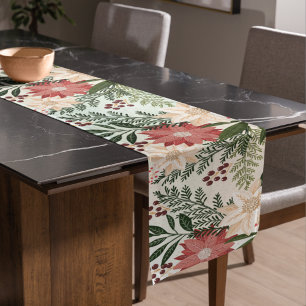 Feestelijke botanische kerstvakantie korte tafelloper