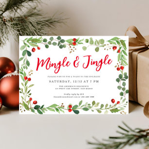 Feestelijke Botanische Mingle & Jingle Kerstfeest Feestdagenkaart