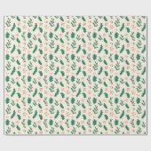 Feestelijke botanische patroon met bladeren en bes cadeaupapier (Vlak)