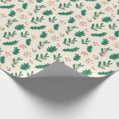 Feestelijke botanische patroon met bladeren en bes cadeaupapier (Hoek)