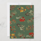 Feestelijke botanische planten bessen script kaart (Achterkant)