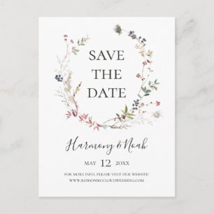 Feestelijke Botanische Stijl Witte Save The Date Uitnodiging Briefkaart