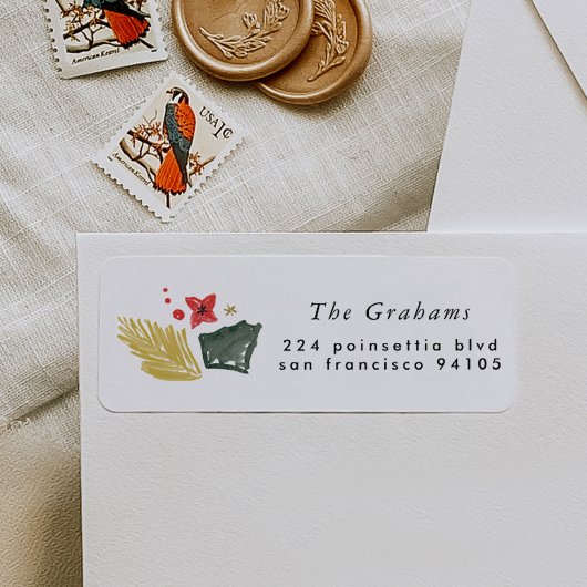 Feestelijke botanische vakantie retour adres label