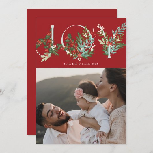 Feestelijke Botanische VREUGDE Kerstmis Traditione Feestdagenkaart (Voorkant / Achterkant)