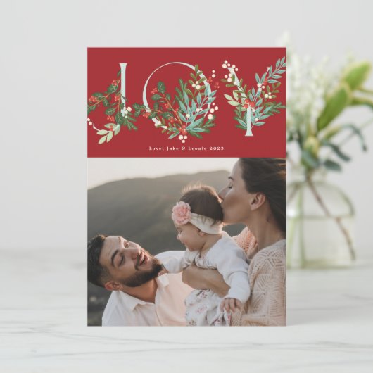 Feestelijke Botanische VREUGDE Kerstmis Traditione Feestdagenkaart (Staand voorkant)