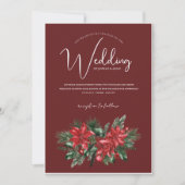 Feestelijke Bourgondië Groene Winter Kerstbruiloft Kaart (Voorkant)