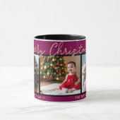 Feestelijke Bourgondië Vrolijk Kerstfeest 3 Foto's Mok (Midden)