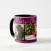 Feestelijke Bourgondië Vrolijk Kerstfeest 3 Foto's Mok (Voorkant links)