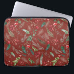 Feestelijke Bourgondische Kerstwinter Botanische B Laptop Sleeve<br><div class="desc">Dit patroontje is voorzien van gegooide waterverf rode bloemen,  bessen & wintergroen voor een feestelijke uitstraling.</div>