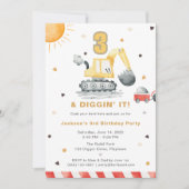 Feestelijke bouwtruck 3e verjaardagsfeestje kaart (Voorkant)